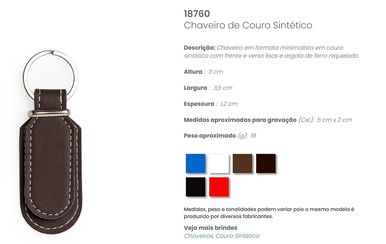Chaveiro de couro sintético - XBZ 18760